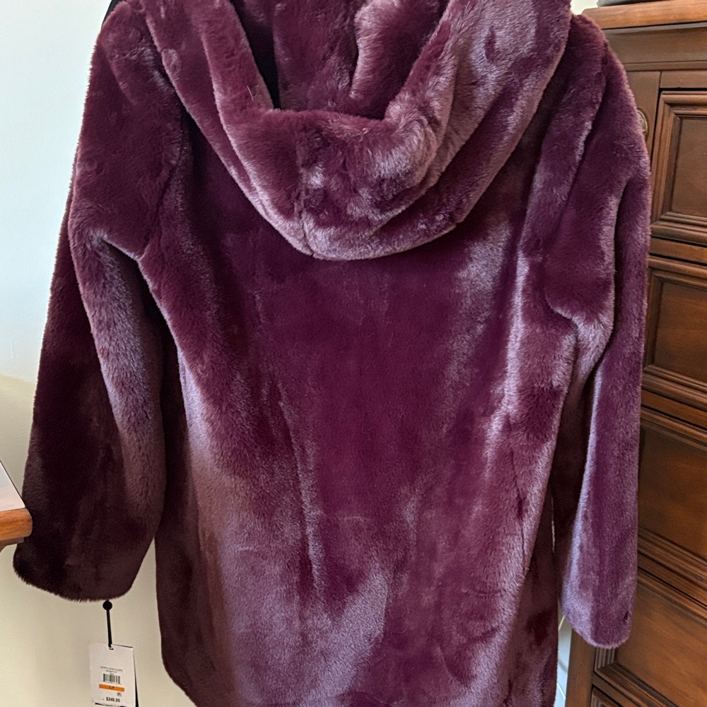 DKNY Purple Faux Fur Coat - Picture 2 of 4